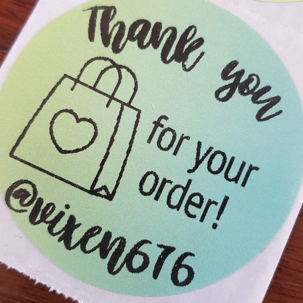 50 CUSTOM THANK YOU STICKERS YELLOW GREEN OMBRE LARGE TWO INCH ROUND - Picture 4 of 5